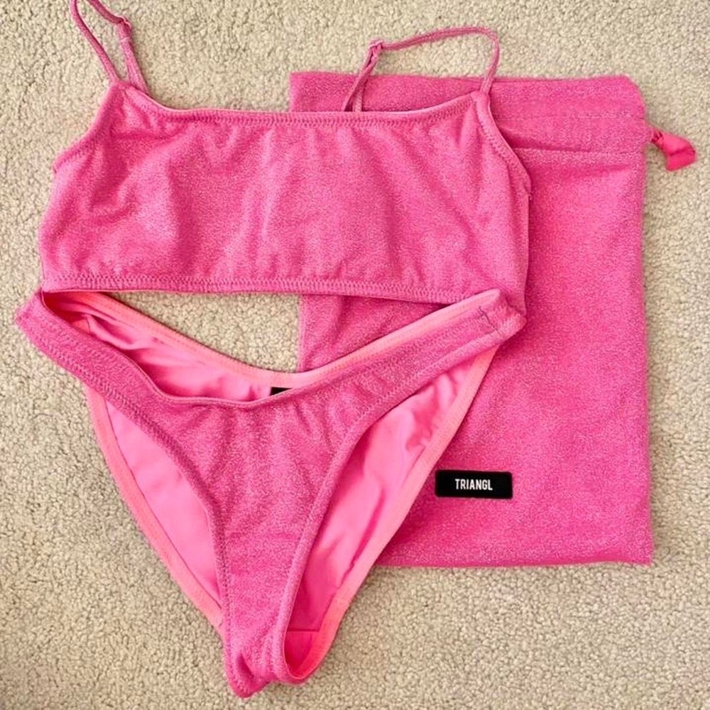 Triangl pink sparkle bikini s top xs bottom